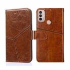For Motorola Moto E40 Geometric Stitching Horizontal Flip Leather Phone Case(Light Brown) - 1