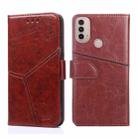 For Motorola Moto E40 Geometric Stitching Horizontal Flip Leather Phone Case(Dark Brown) - 1