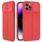 For iPhone 14 Pro Litchi Texture Sliding Camshield TPU Protective Phone Case(Red) - 1