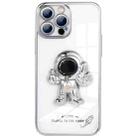 For iPhone 12 Pro Max Electroplating PC Astronaut Magnetic Holder Phone Case(Silver White) - 1