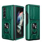 For Samsung Galaxy Z Fold4 Sliding Camshield Card Phone Case(Dark Green) - 1