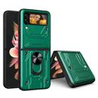 For Samsung Galaxy Z Flip4 Sliding Camshield Card Phone Case(Dark Green) - 1