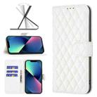 For iPhone 14 Diamond Lattice Wallet Leather Flip Phone Case (White) - 1