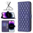 For iPhone 14 Pro Diamond Lattice Wallet Leather Flip Phone Case(Blue) - 1