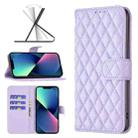 Diamond Lattice Wallet Leather Flip Phone Case For iPhone 14 Max(Purple) - 1