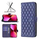 For iPhone 13 Diamond Lattice Wallet Leather Flip Phone Case(Blue) - 1