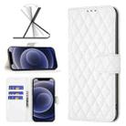 For iPhone 12 mini Diamond Lattice Wallet Leather Flip Phone Case (White) - 1