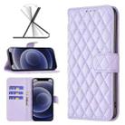 For iPhone 12 mini Diamond Lattice Wallet Leather Flip Phone Case (Purple) - 1