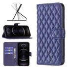 For iPhone 12 / 12 Pro Diamond Lattice Wallet Leather Flip Phone Case(Blue) - 1