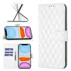 For iPhone 11 Diamond Lattice Wallet Leather Flip Phone Case (White) - 1