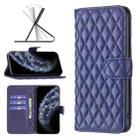 For iPhone 11 Pro Diamond Lattice Wallet Leather Flip Phone Case(Blue) - 1