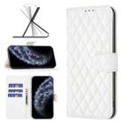 For iPhone 11 Pro Diamond Lattice Wallet Leather Flip Phone Case(White) - 1