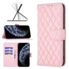 For iPhone 11 Pro Diamond Lattice Wallet Leather Flip Phone Case(Pink) - 1