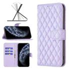 For iPhone 11 Pro Diamond Lattice Wallet Leather Flip Phone Case(Purple) - 1