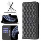 For iPhone 11 Pro Diamond Lattice Wallet Leather Flip Phone Case(Black) - 1