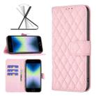 For iPhone SE 2022 / SE 2020 / 8 / 7 Diamond Lattice Wallet Leather Flip Phone Case(Pink) - 1