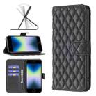 For iPhone SE 2022 / SE 2020 / 8 / 7 Diamond Lattice Wallet Leather Flip Phone Case(Black) - 1