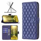 For iPhone X / XS Diamond Lattice Wallet Leather Flip Phone Case(Blue) - 1