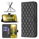 For iPhone X / XS Diamond Lattice Wallet Leather Flip Phone Case(Black) - 1