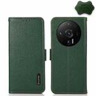 For Xiaomi 12S Ultra KHAZNEH Side-Magnetic Litchi Genuine Leather RFID Phone Case(Green) - 1