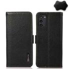 For Motorola Moto G100 KHAZNEH Side-Magnetic Litchi Genuine Leather RFID Phone Case(Black) - 1