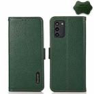 For Motorola Moto G100 KHAZNEH Side-Magnetic Litchi Genuine Leather RFID Phone Case(Green) - 1