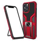 Armor 2 in 1 PC + TPU Magnetic Shockproof Case with Foldable Holder For iPhone 14 Pro Max(Red) - 1
