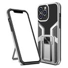 Armor 2 in 1 PC + TPU Magnetic Shockproof Case with Foldable Holder For iPhone 14 Pro(Silver) - 1