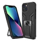 For iPhone 14 Armor 2 in 1 PC + TPU Magnetic Shockproof Case with Foldable Holder (Black) - 1