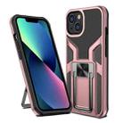 For iPhone 14 Armor 2 in 1 PC + TPU Magnetic Shockproof Case with Foldable Holder (Rose Gold) - 1