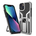 For iPhone 14 Armor 2 in 1 PC + TPU Magnetic Shockproof Case with Foldable Holder (Silver) - 1