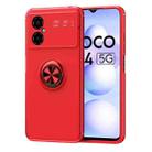 For Xiaomi Poco M4 5G Metal Ring Holder TPU Phone Case(Red) - 1