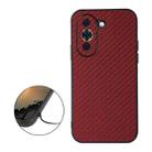 For Huawei nova 10 Pro Accurate Hole Carbon Fiber Texture Shockproof Phone Case(Red) - 1