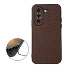 For Huawei nova 10 Pro Accurate Hole Carbon Fiber Texture Shockproof Phone Case(Brown) - 1