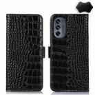 For Motorola Moto G62 5G Crocodile Top Layer Cowhide Leather Phone Case(Black) - 1