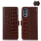 For Motorola Moto G62 5G Crocodile Top Layer Cowhide Leather Phone Case(Brown) - 1