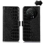 For Xiaomi 12S Ultra Crocodile Top Layer Cowhide Leather Phone Case(Black) - 1