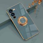 For vivo S15 Electroplated Silicone Phone Case with Ring(Grey) - 1