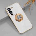 For vivo S15 Electroplated Silicone Phone Case with Ring(White) - 1