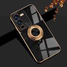 For vivo S15 Pro Electroplated Silicone Phone Case with Ring(Black) - 1