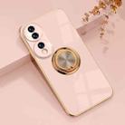 For Honor 70 Electroplated Silicone Phone Case with Ring(Light Pink) - 1