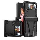 For Samsung Galaxy Z Flip4 Super V Armor Kickstand Shockproof Phone Case(Black) - 1