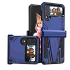 For Samsung Galaxy Z Flip4 Super V Armor Kickstand Shockproof Phone Case(Blue) - 1