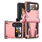 For Samsung Galaxy Z Flip4 Super V Armor Kickstand Shockproof Phone Case(Rose Gold) - 1