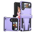 For Samsung Galaxy Z Flip4 Super V Armor Kickstand Shockproof Phone Case(Purple) - 1