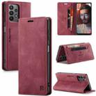For Samsung Galaxy A23 AutSpace A01 Retro Skin-feel Crazy Horse RFID Leather Phone Case(Wine Red) - 1