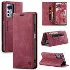 For Xiaomi 12 / 12X AutSpace A01 Retro Skin-feel Crazy Horse RFID Leather Phone Case(Wine Red) - 1