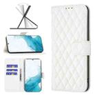 For Samsung Galaxy S22 5G Diamond Lattice Wallet Leather Flip Phone Case(White) - 1