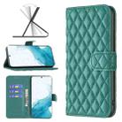 For Samsung Galaxy S22 5G Diamond Lattice Wallet Leather Flip Phone Case(Green) - 1