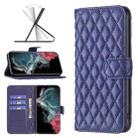 For Samsung Galaxy S22 Ultra 5G Diamond Lattice Wallet Leather Flip Phone Case(Blue) - 1